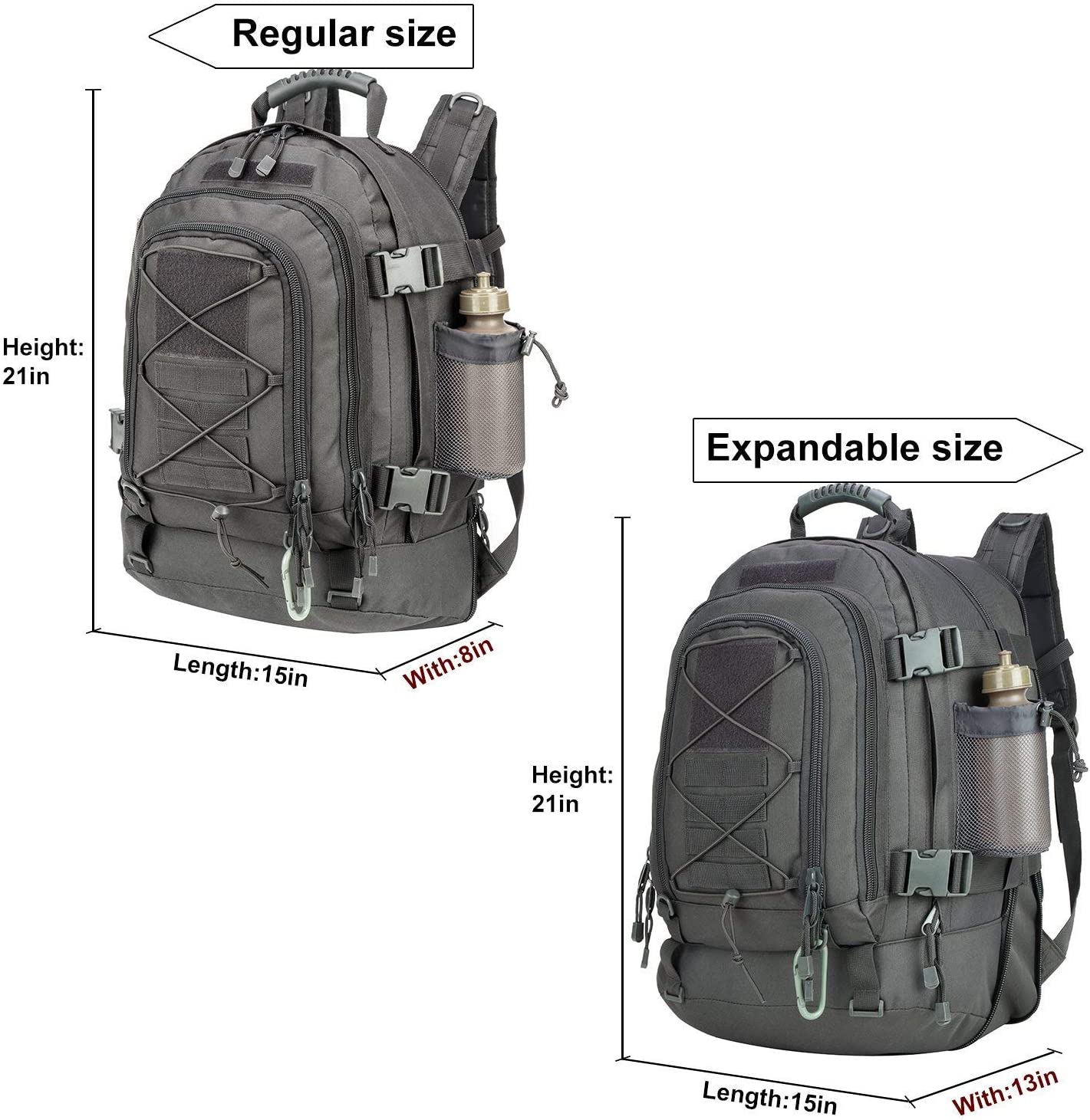 WolfWarriorX Men Backpacks Large Capacity Military Tactical Hiking Expandable 39L-60L Backpack - Image 6